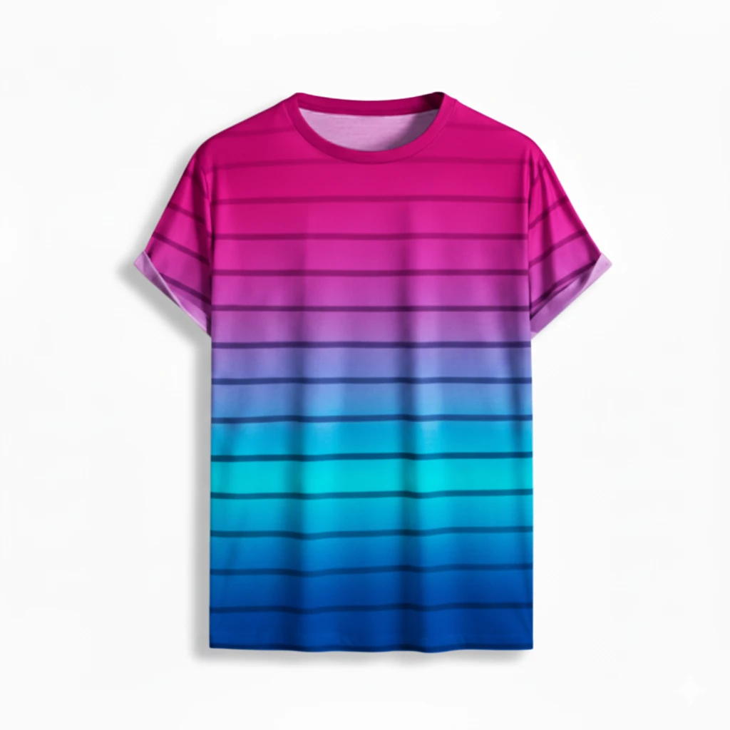 SiATEX CA - Casual Fade Stripe T-shirt | Manufacturer for USA & European Brands Quality Gradient Stripe T-Shirt Supplier Bangladesh | USA