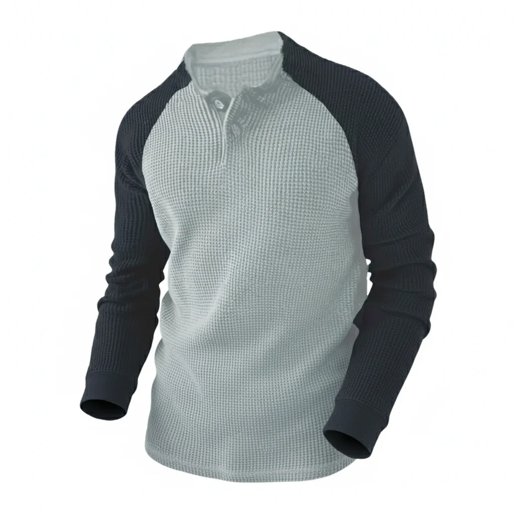 SiATEX CA - Lightweight Thermal Henley Shirt with Contrast Sleeves | Manufacturer for USA Lightweight Thermal Henley Shirt with Contrast Sleeves | Manufacturer for USA