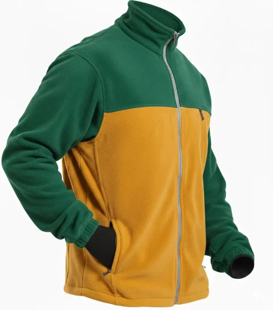 Outdoor Green and Yellow Full Zip Fleece Jacket | Manufacturer for USA