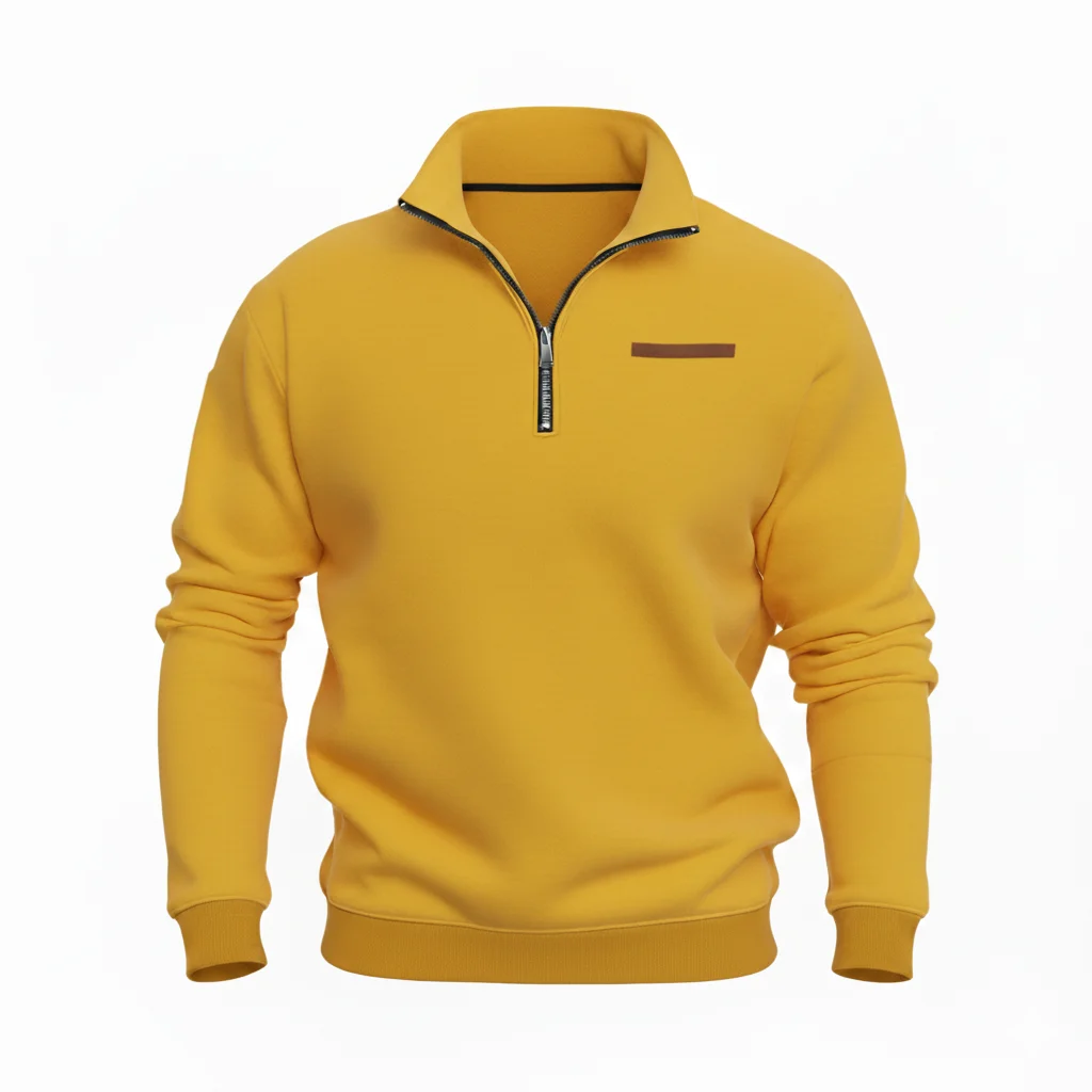Quarter Zip Sweater with Contrast Pocket Patch | Manufacturer for European and USA Buyers