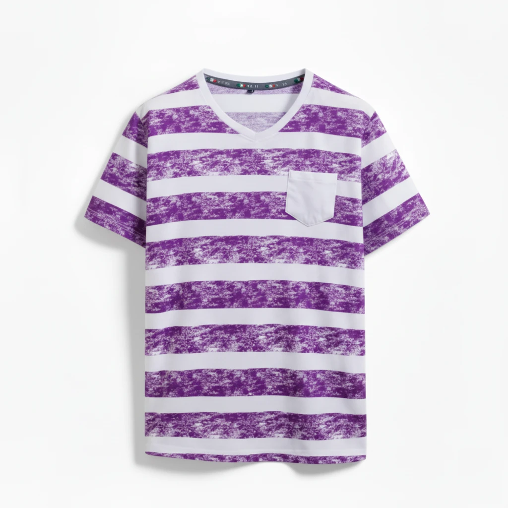 SiATEX CA - Retro Stripe V-neck Pocket T-shirt | Manufacturer for USA & European Brands Retro Stripe V-neck Pocket T-shirt | Manufacturer for USA & European Brands