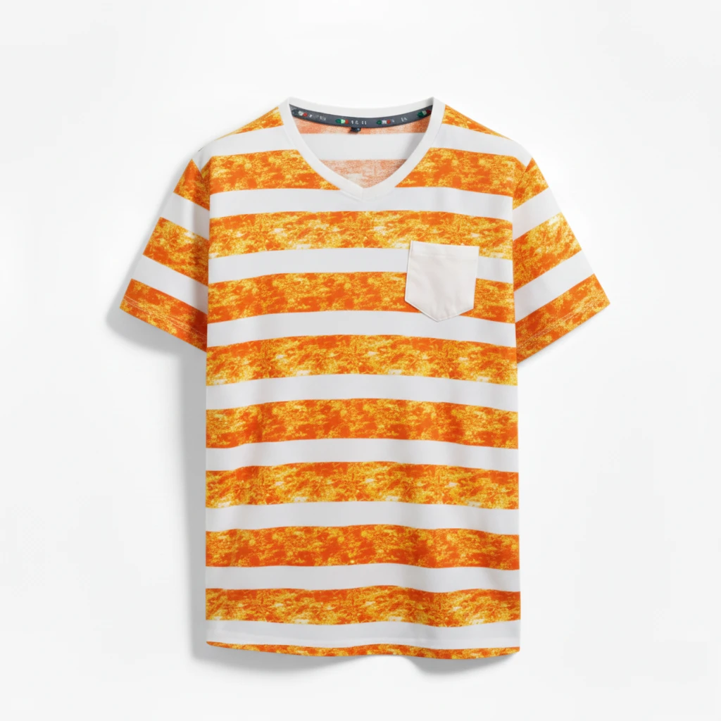 SiATEX CA - Short Sleeve Distressed Stripe V-neck T-shirt | Manufacturer for USA & European Brands Short Sleeve Distressed Stripe V-neck T-shirt | Manufacturer for USA & European Brands