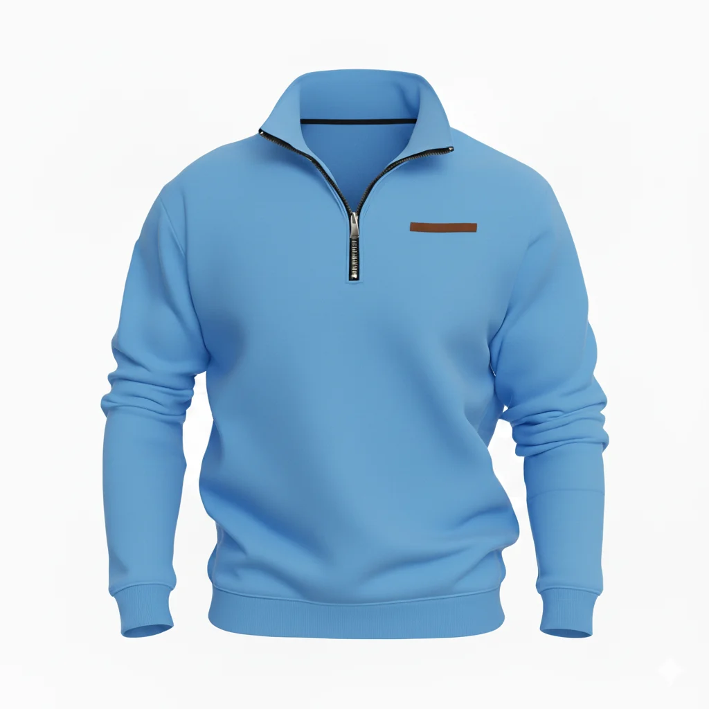 Warm Fleece Lined Quarter Zip Casual Sweater | Manufacturer for European and USA Buyers